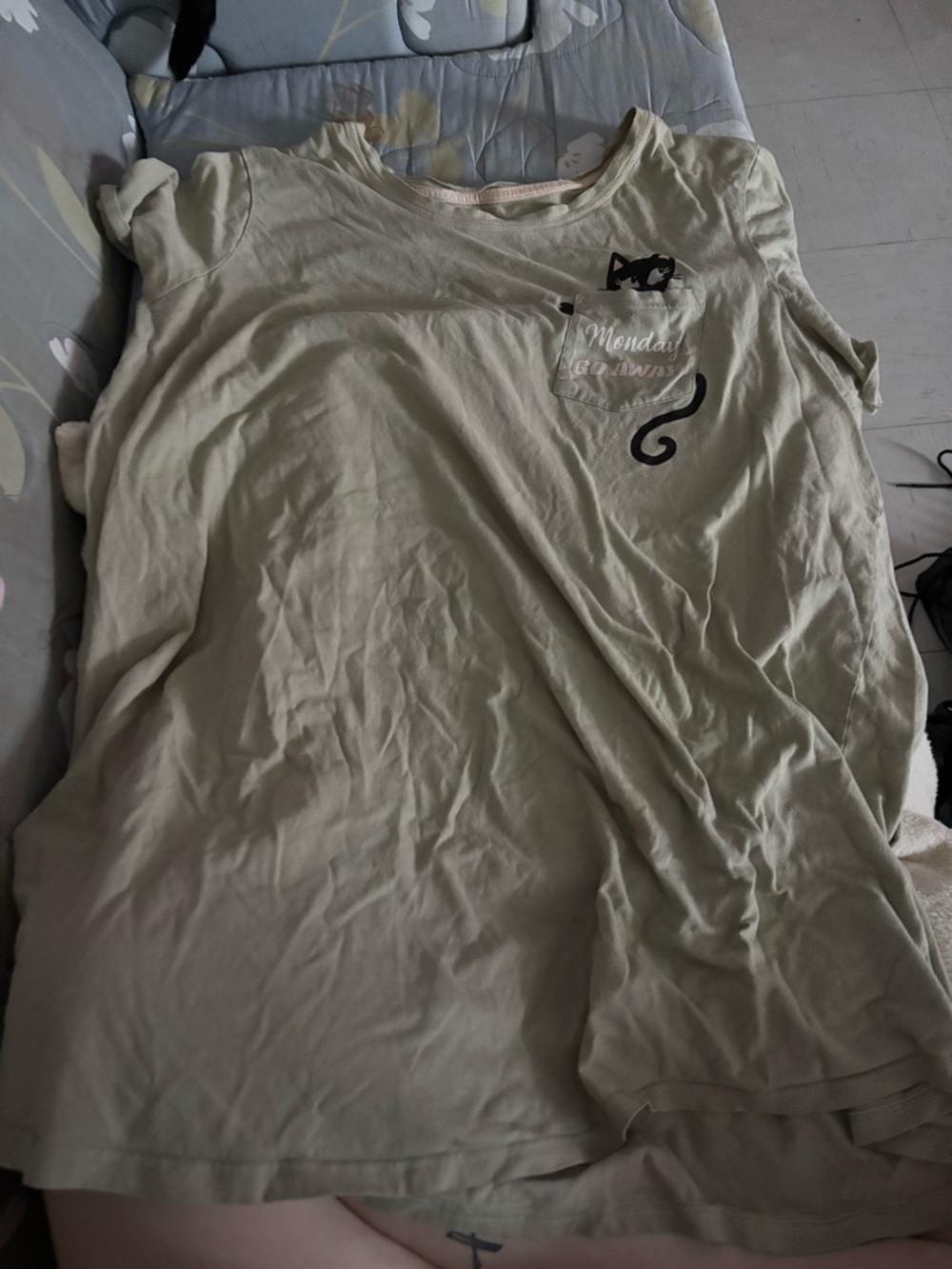 Light Sage Green Cat Pocket nightgown